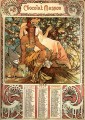 Manhood 1897 calendar Czech Art Nouveau distinct Alphonse Mucha